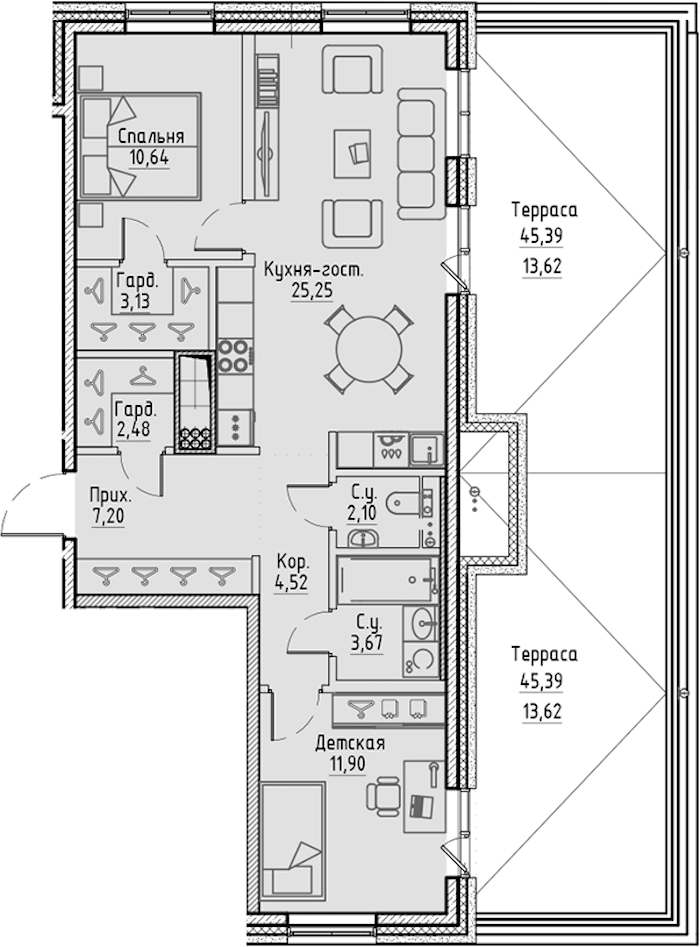 2-комнатная квартира 98.13 м², 9/10 эт., ЖК «LEGENDA Сампсониевский 32»